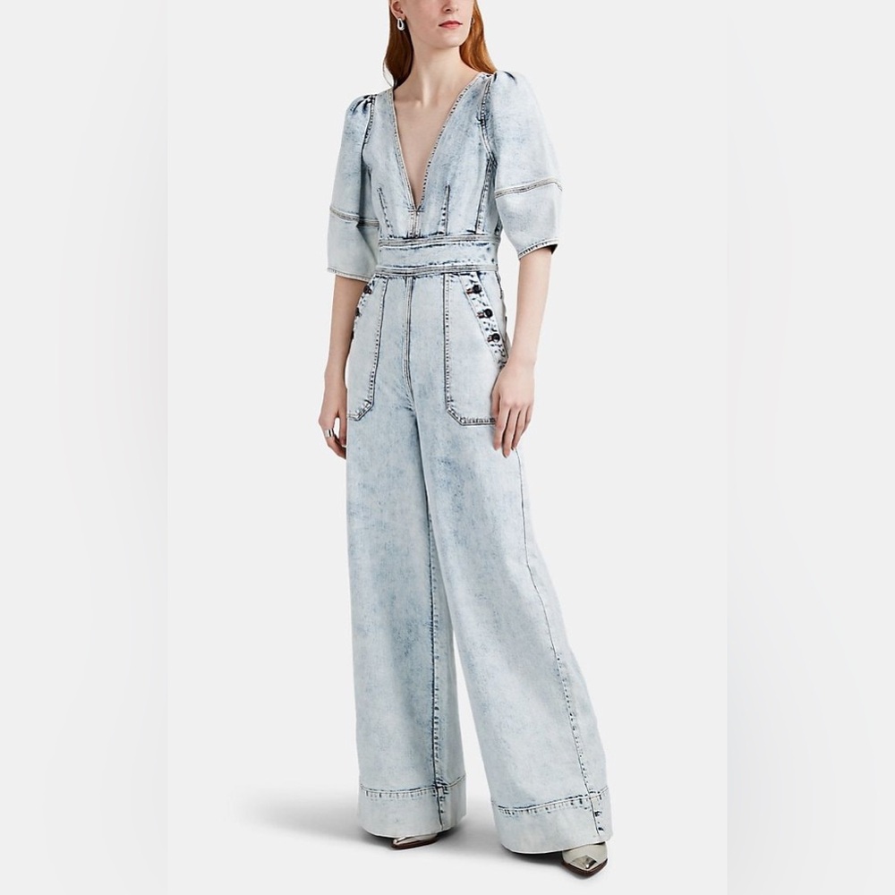 Ulla Johnson Jasper Acid Wash Wide-Leg Women's Jeans Jumpsuit S